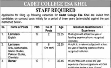 Jobs in Cadet College Esa Khel Jobs in Cadet College Esa Khel