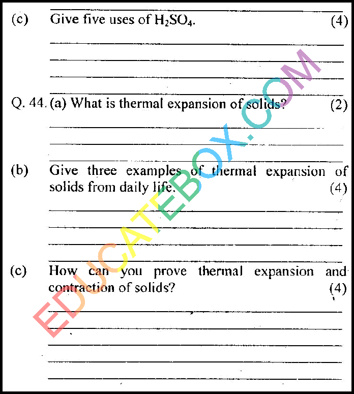 Past Paper 8th Class Science Punjab Board (PEC) 2011 Subjective Type Page 7