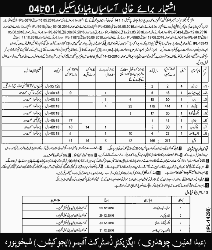 Jobs in District Officer Education Sheikhupura