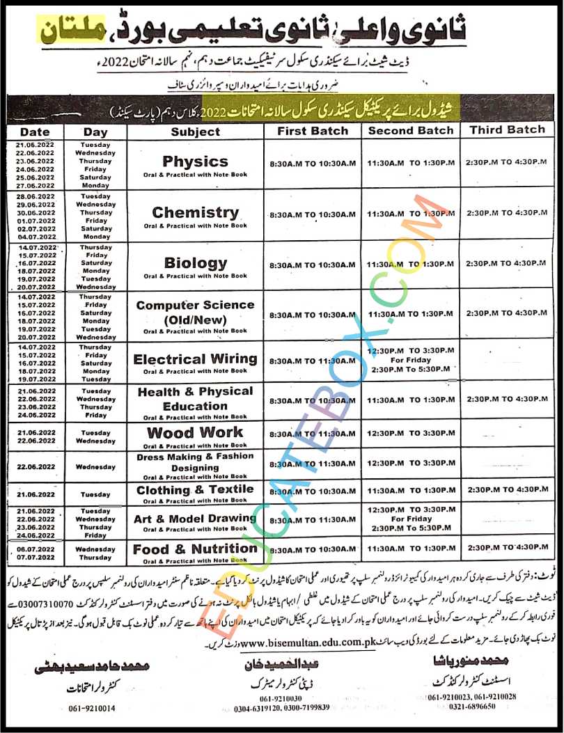 10th-Class-Practical-Date-sheet-2022-Multan-Board-BiseMultan