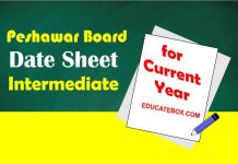 BISE Peshawar (1st Year, 2nd Year) Intermediate Date Sheet 2022 Intermediate Date Sheet BISE Peshawar