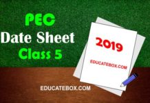 Date Sheet 5th Class 2019 PEC (Punjab Board Exams) Date Sheet 5th Class 2019 PEC (Punjab Board Exams)