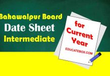 Bahawalpur Board (1st Year, 2nd Year) Intermediate Datesheet 2022 Intermediate Date Sheet BISE Bahawalpur 1st 2nd year