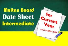 Multan Board (1st Year, 2nd Year) Intermediate Datesheet 2022 Multan Board (1st Year, 2nd Year) Intermediate Datesheet