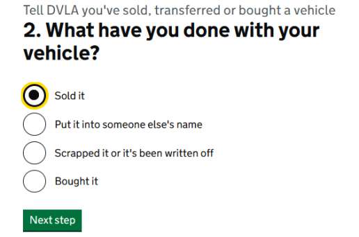 Tell DVLA Sold Car if you are individual