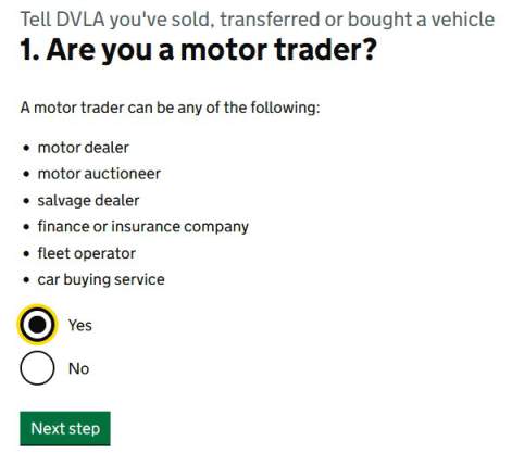 motor trader tell dvla sold car